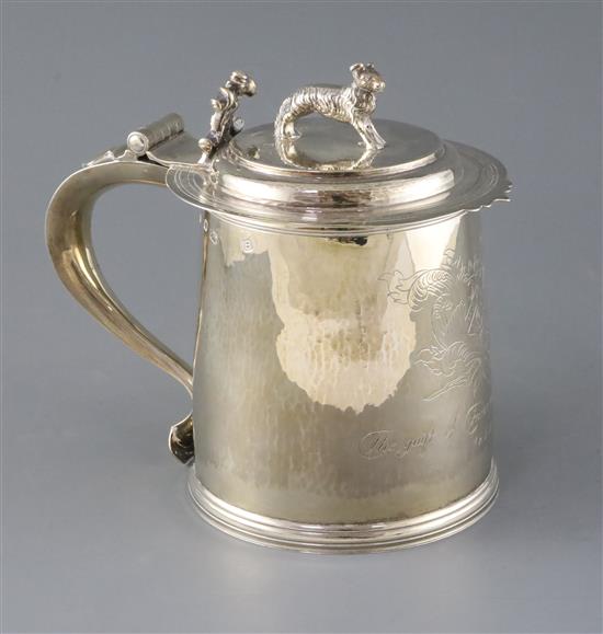 Clothworkers Company Interest: A 17th century style George VI silver lidded tankard, the Coronation Gift of the Clothworkers Company, 1